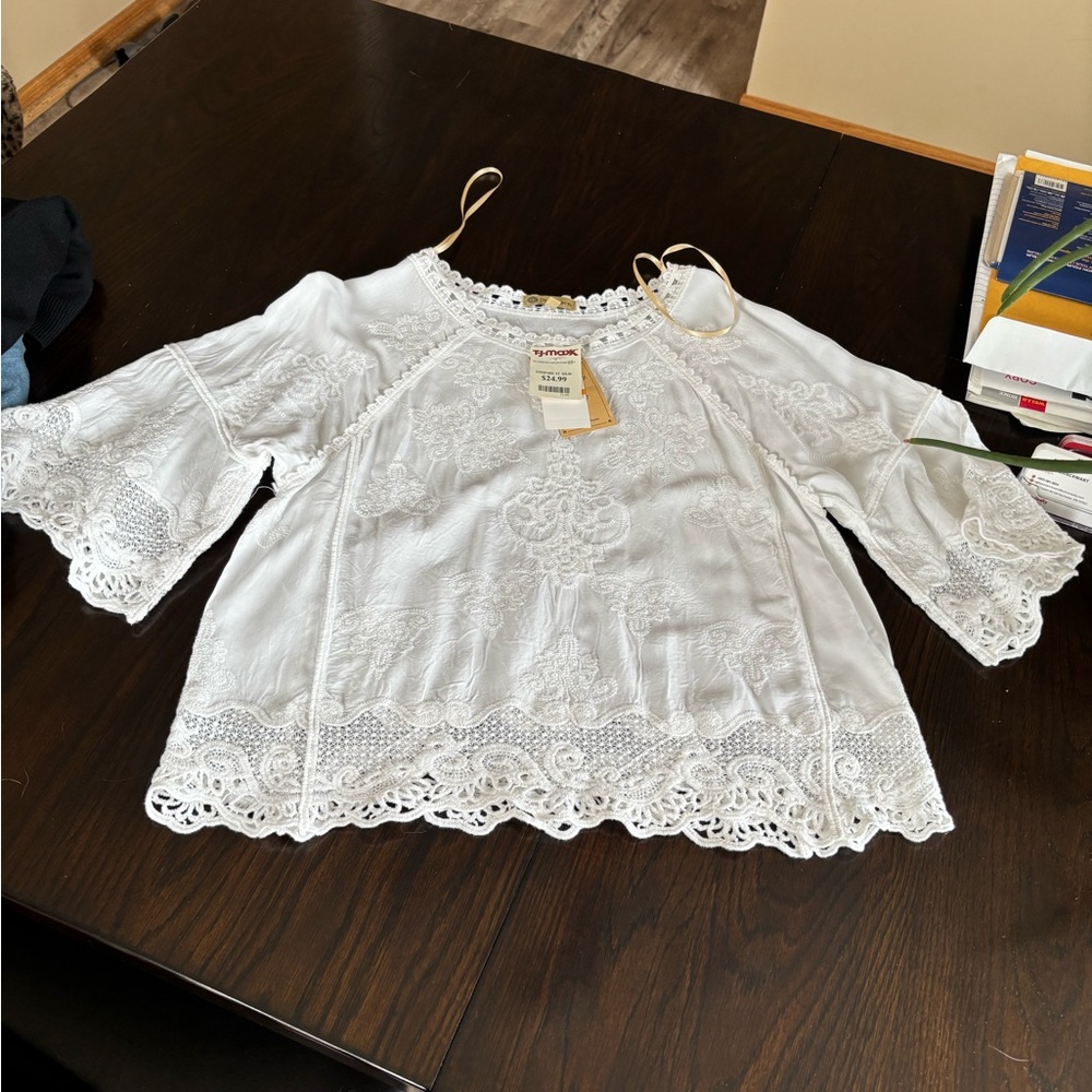Democracy White Lace Blouse